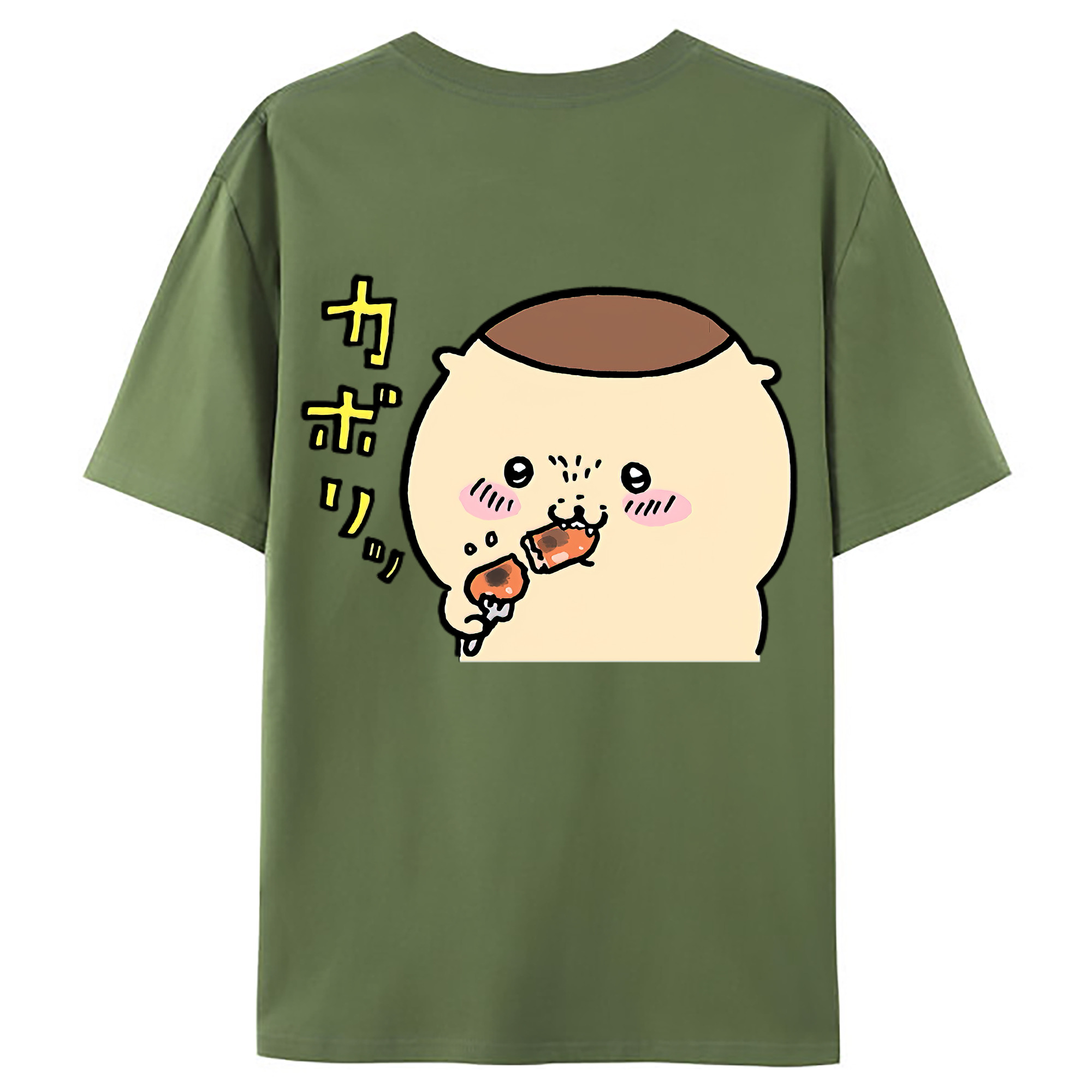 （画像用） ちいかわ くりまんじゅう Chii-kawa kuri manjū 綿100％ メンズ半袖Tシャツ（バックプリント） 通気性